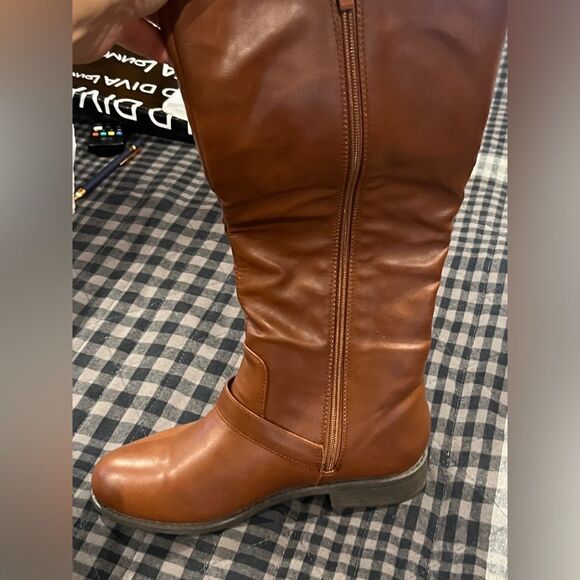 Wild Diva Mid Calf Cognac Boots - Picture 14 of 16